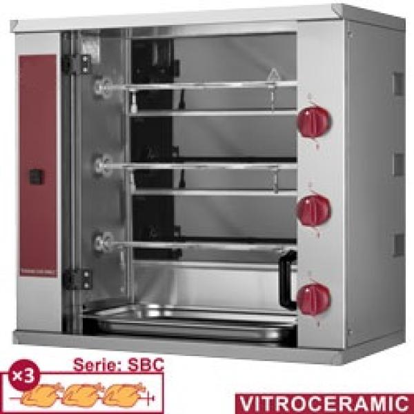 RVE/3C-SBC (25) Elekrto SMALL Hähnchengrill Glaskeramik, 3 Spieße (9 Hähnchen)
